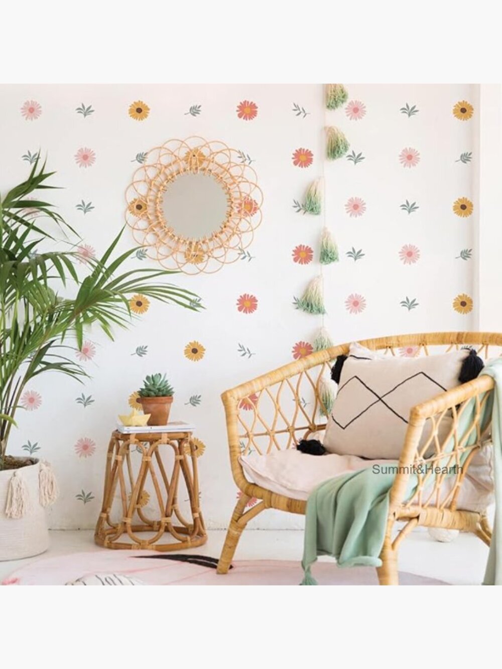 72 PCS Boho Daisy Wall Decals Removable Vinyl Nursery Decor DIY